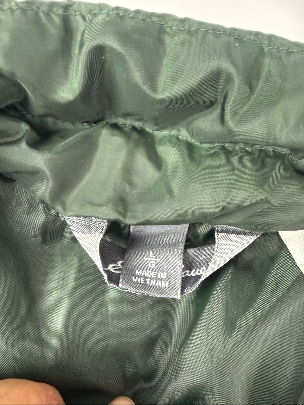 Eddie Bauer Mens Large Down Puffer Jacket Green Hooded 650 Fill EB650 Zip Coat - Picture 5 of 8